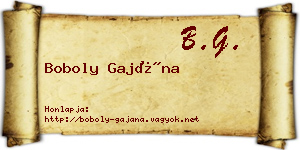 Boboly Gajána névjegykártya
